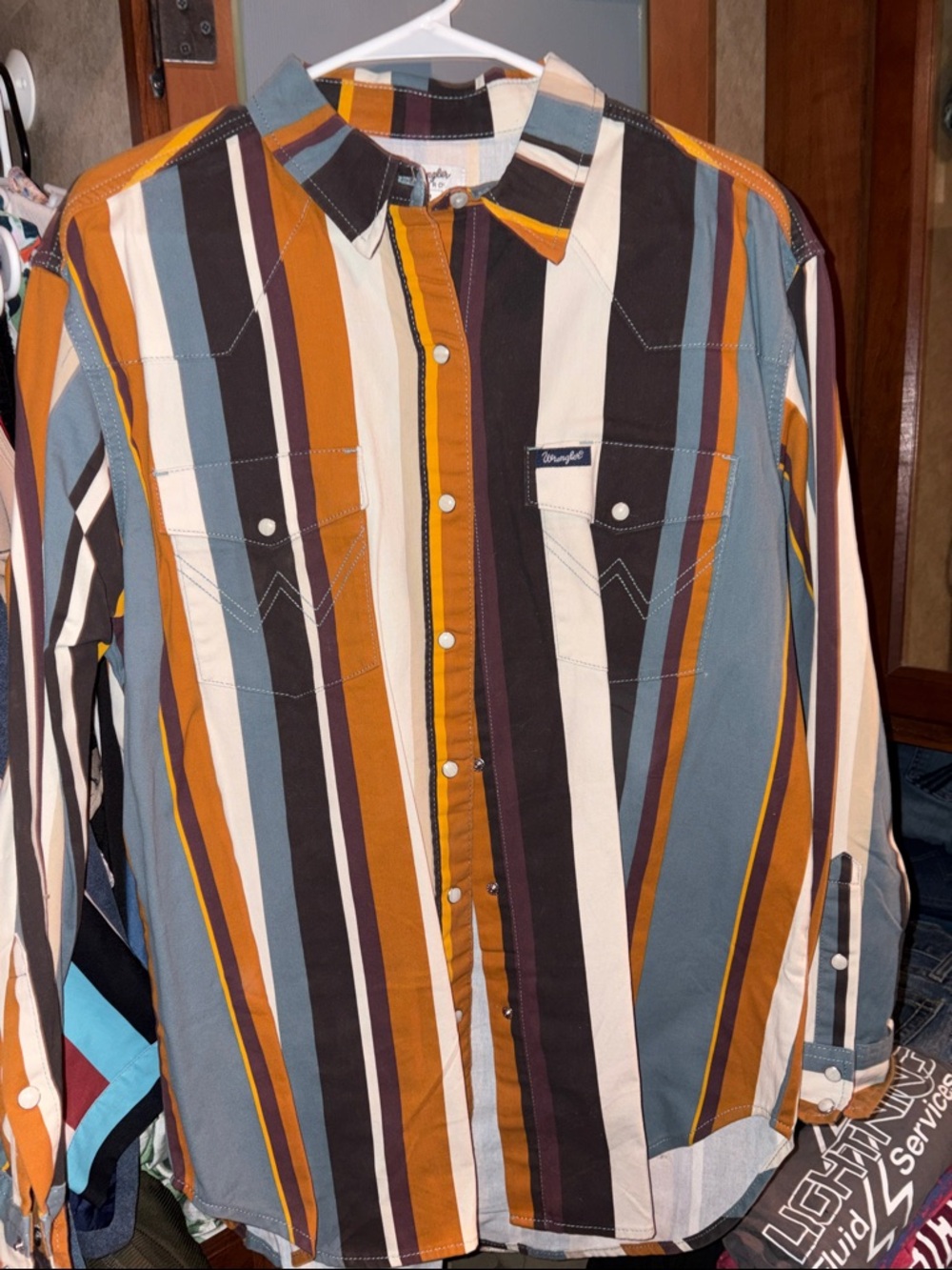 Wrangler Multicolor Striped Western Shirt - Rust, Teal, Cream, Black